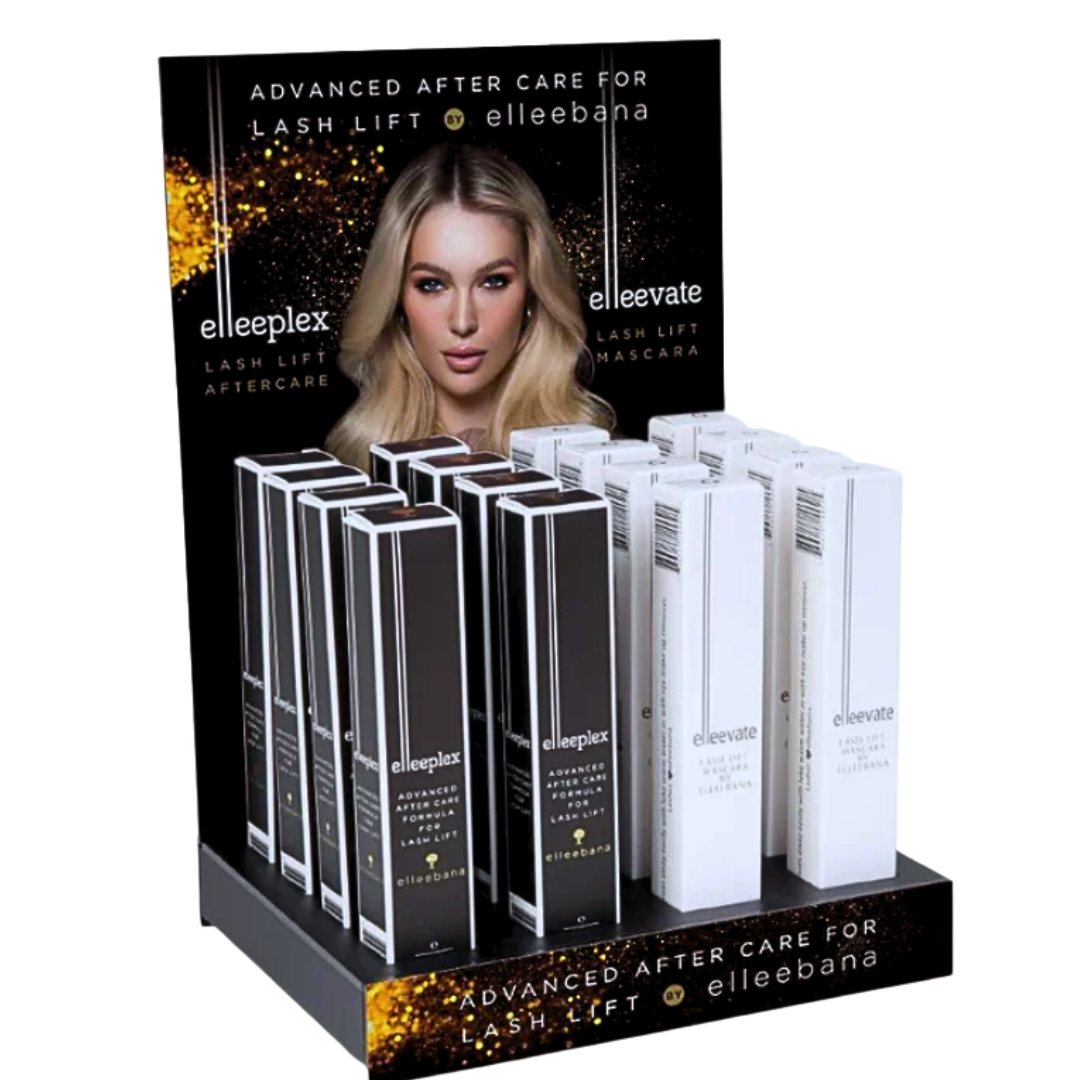 Elleebana Retail Display with Lash Lift Aftercare